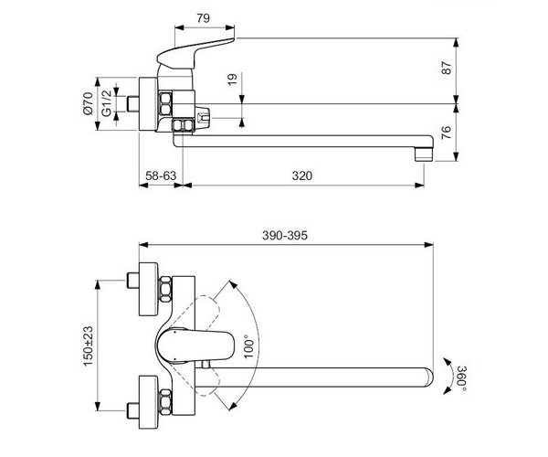 смеситель для ванны IDEAL STANDARD CERABASE